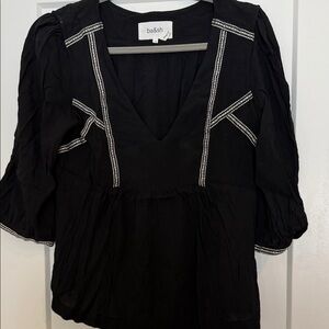 Ba&sh Black Blouse with White Detailing